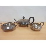 E.P. three piece tea set of Art Nouveau style and various other items.