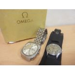 Gents Omega stainless steel automatic watch on bracelet with some papers also and Eska watch. (2).