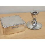 Silver square cigarette box with Celtic border by Adie Brothers '1963',