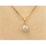 Diamond solitaire pendant with brilliant approx. .3ct with 18ct gold necklet.