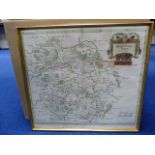 MORDEN ROBERT. Herefordshire. Antique eng. map with some hand colouring. 15" x 16½", framed, c.