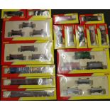 Hornby OO gauge model railway "Railroad" items to include three wagon packs R6367, R6473, and R6483,