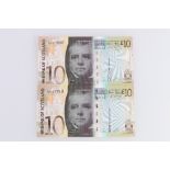 BANK OF SCOTLAND two consecutive £10 banknotes 17th September 2006 Stevenson and Matthew AA307799