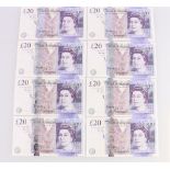 BANK OF ENGLAND eight £20 banknotes 2007 issue Bailey BE224b.