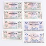 NORTHERN BANK LIMITED two £5 banknotes 1st January 1976 Newland NI+615c and six £1 banknotes