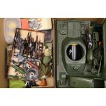 Action Man collection to include three action figures, helmets, boots, rifles, tank, boat,