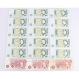 BANK OF ENGLAND fifteen £1 banknotes to include consecutive run of 1981 issue Somerset DN35