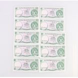 THE ROYAL BANK OF SCOTLAND PLC consecutive run of ten £1 banknotes 1st May 1986 Winter D/60