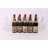 Five bottles of COTES DU RHONE Les Grandes Serres 1973 vintage 73cl.