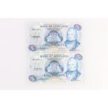 BANK OF SCOTLAND £5 banknote 21st November 1977 Clydesmuir and Russell AT156613 SC121c and £5