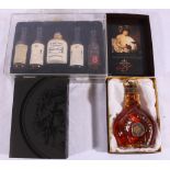 USQUALEBACH five miniature gift set in perspex case and VECCHIA ROMAGNA 25 year old brandy bottle