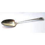 Silver serving spoon, initialled 'C', by George Smith, 1783, 3oz.