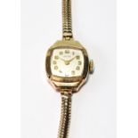 Lady's Tatton 9ct gold bracelet watch, 14g gross.