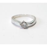 Diamond solitaire ring with brilliant, approximately .6ct, in 18ct white gold, P2/K, size O.