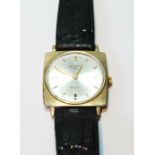 Gent's Rotary 9ct gold watch of bowed square shape, 1964.