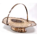 Silver oval cake basket with gadrooned edge on oval foot, by Harry Atkin, Sheffield 1904, 24oz.