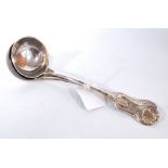 Pair of silver sauce or toddy ladles, double struck part King's pattern, by R.