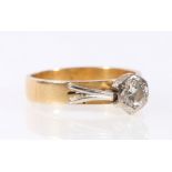 Diamond solitaire ring with brilliant approx . 3ct in 18ct gold, 1972 size N.