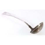 Victorian silver soup ladle of fiddle pattern 1839. 9oz.