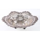 Silver oval sweetmeat dish, embossed and pierced, Birmingham 1897,