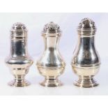 Silver muffineer or waisted baluster shape,