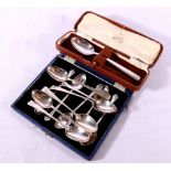 Set of six silver teaspoons, cased, a silver spoon, Sheffield and a further five silver spoons.