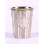 Scandinavian beaker cup presented to Ethel Mary Wemyss with engine turned decoration and gilded