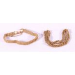 9ct gold ropetwist neck chain and a similar bracelet, 10.4g.