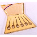 Set of six silver gilt teaspoons, 1937, cased, 54g.