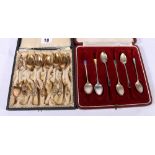 Set of six silver and enamelled coffee spoons, Birmingham 1933,