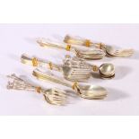 Dutch grade I silver set of twelve pastry forks and spoons, 1959, 640g, etc.