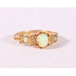 18ct yellow gold opal and diamond dress ring, size M, 2.5g.