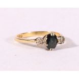 18ct yellow gold diamond and sapphire ring,