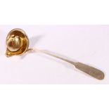 Continental 800 grade silver punch ladle with gilded bowl interior, 120g, 34cm long.