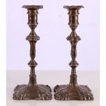 Pair of Edwardian silver candlesticks, Sheffield 1905, makers Thomas A Scott, 920g gross, 25cm tall.