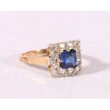 9ct yellow gold sapphire and white stone ring,