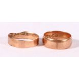 Two 9ct rose gold wedding bands, size N and Q, 5.