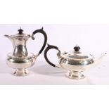 Elizabeth II silver two piece teaset, Sheffield 1967, makers Walker and Hall. 1240g.