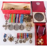 WWII medal group comprising George VI efficiency decoration with Territorial clasp and four second