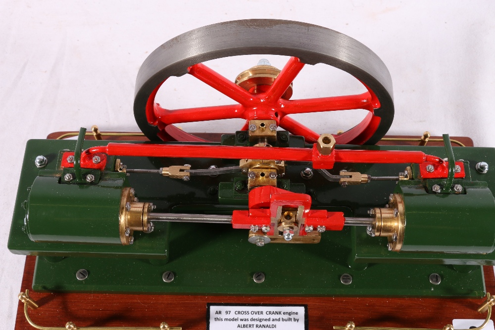 Model cross over engine built by Albert Ranaldi, 36 cm long raised on a wooden plinth. - Image 2 of 2