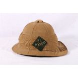 WWI King's Own Scottish Borderers pith helmet,