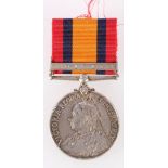 Boer War Queen's South Africa medal QSA with Natal clasp to 3443 SQM SERJT H H VALENTINE 5th