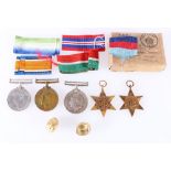 WWI war medal stamped A WILSON, Mercantile Marine war medal also stamped A WILSON, WWII war medal,