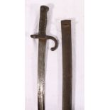 French 1866 pattern sword bayonet with yataghan blade,