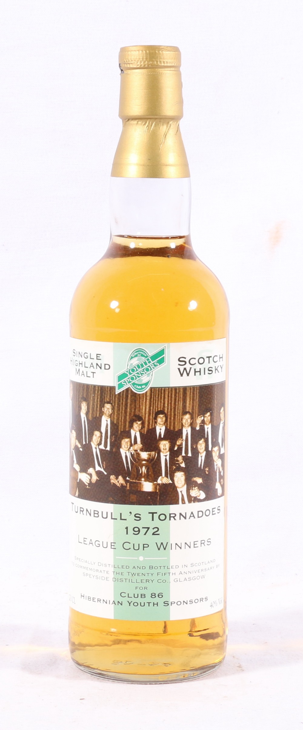 TURNBULLS TORNADOES 1972 league cup winners commemorative Highland single malt Scotch whisky