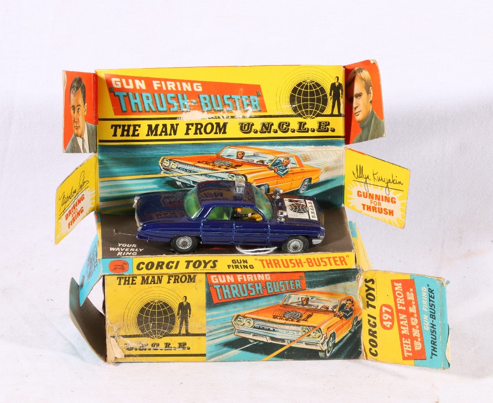 Corgi Toys 497 The Man from Uncle Thrush-Buster Oldsmobile with diorama, no Waverley ring, boxed.