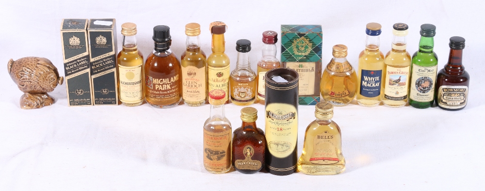 Nineteen whisky miniatures including STRATHISLA 8 year old 40% volume,