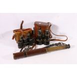 British no4 mkII spike bayonet, Lizars of Glasgow four draw telescope, a pair of Samox binoculars,