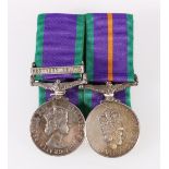 Elizabeth II general service medal GSM with Northern Ireland clasp and a Elizabeth II Accumulated