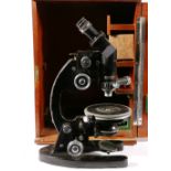 Cooke, Troughton and Simms binocular microscope patent number 467926 in fitted case.